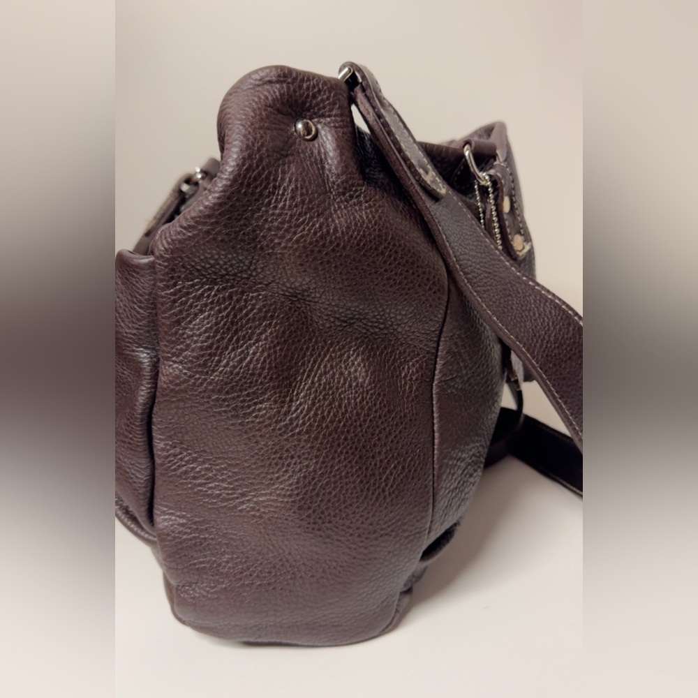 VINTAGE ROOTS VILLAGE TRIBE TOTE HOBO SHOULDER BAG BROWN PEBBLE LEATHER - Picture 9 of 16